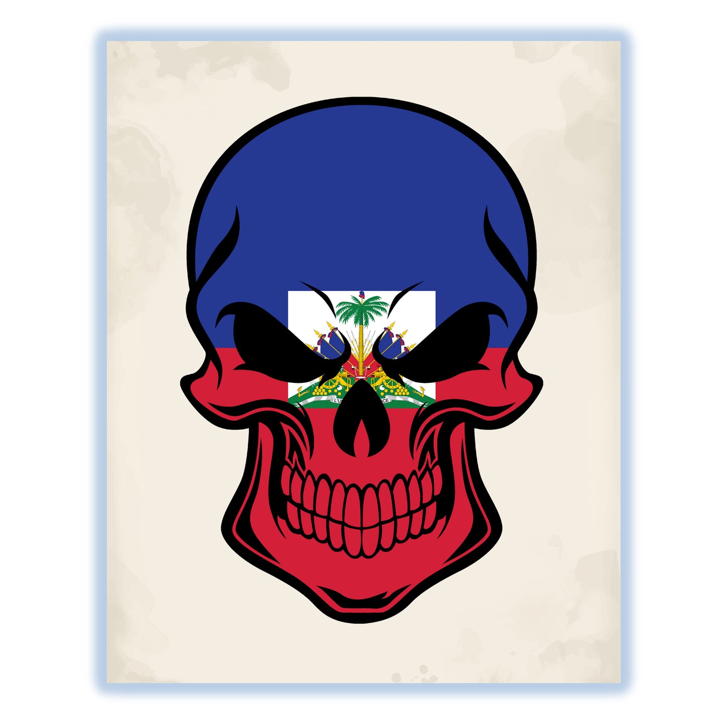 Haitian Flag Haiti Skull Cool 8"x10" Wall Art Print