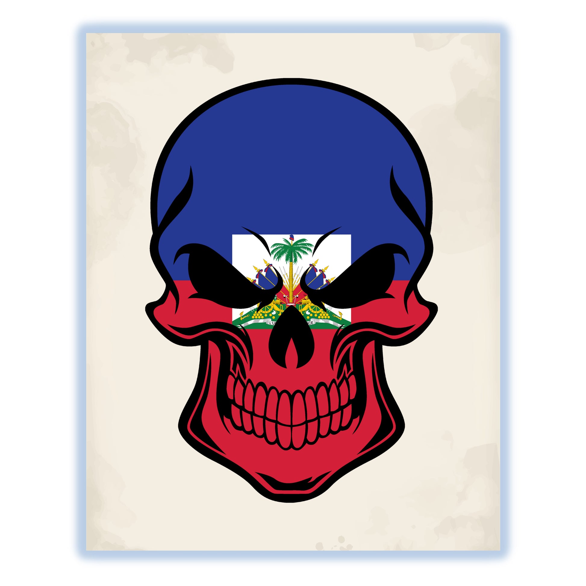 Haitian Flag Haiti Skull Cool 8"x10" Wall Art Print
