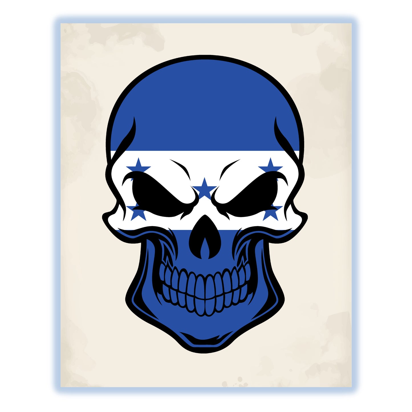 Honduran Flag Honduras Skull Cool 8"x10" Wall Art Print
