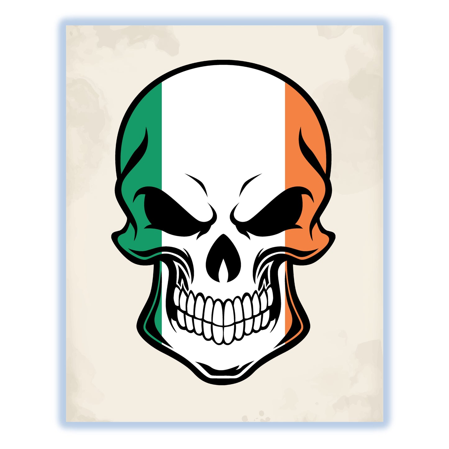 Irish Flag Ireland Skull Cool 8"x10" Wall Art Print