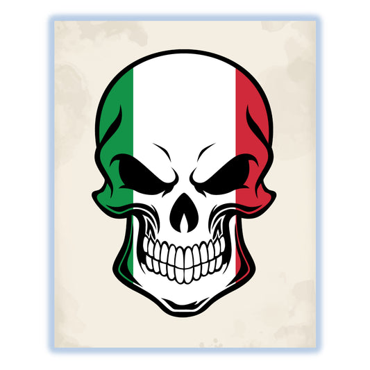 Italian Flag Italy Skull Cool 8"x10" Wall Art Print