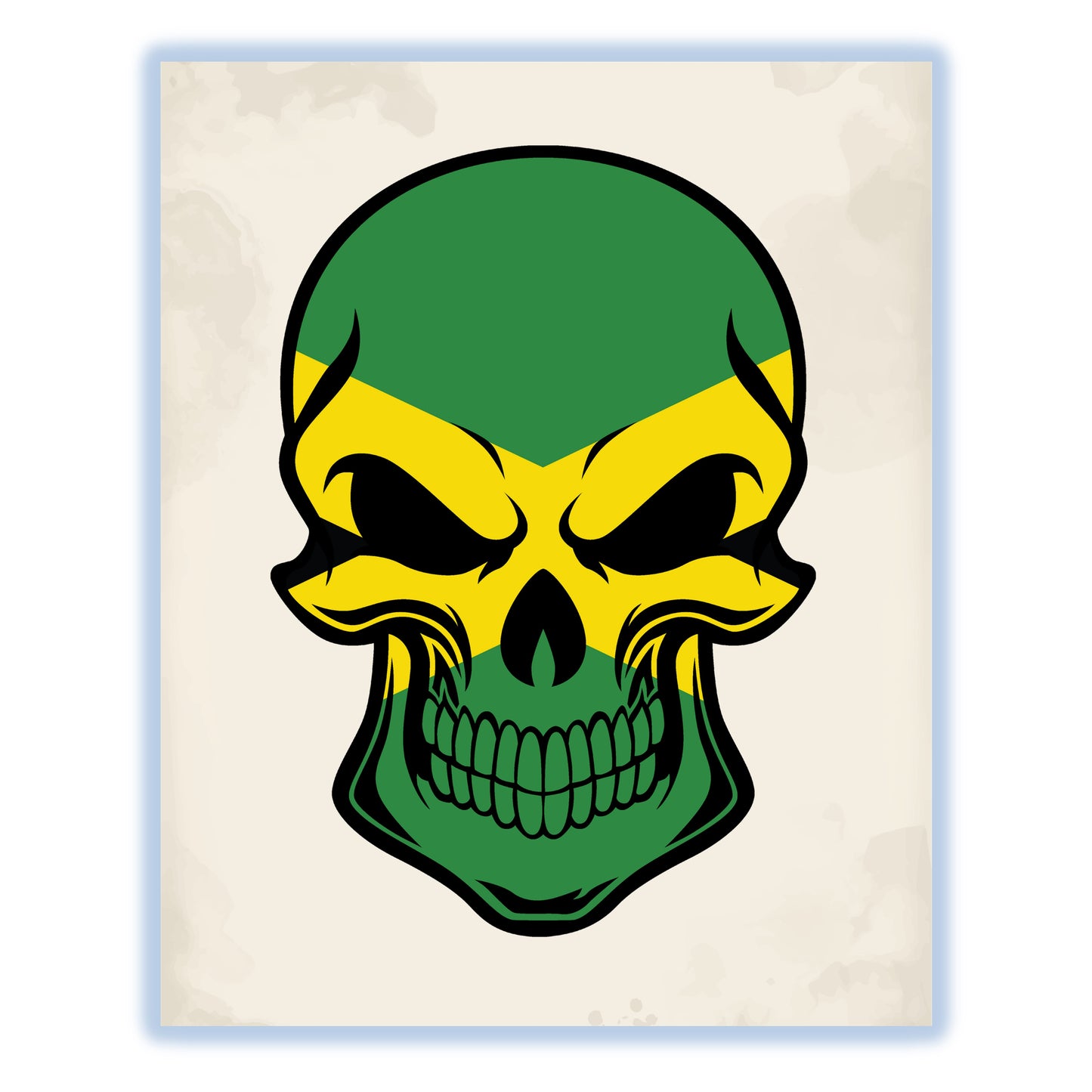 Jamaican Flag Jamaica Skull Cool 8"x10" Wall Art Print