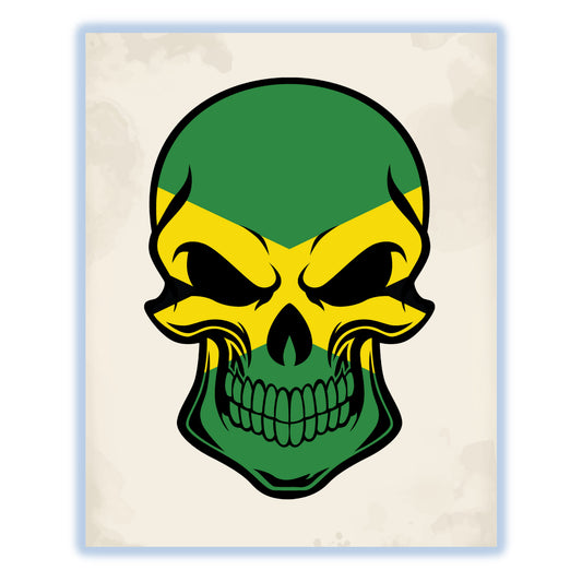 Jamaican Flag Jamaica Skull Cool 8"x10" Wall Art Print