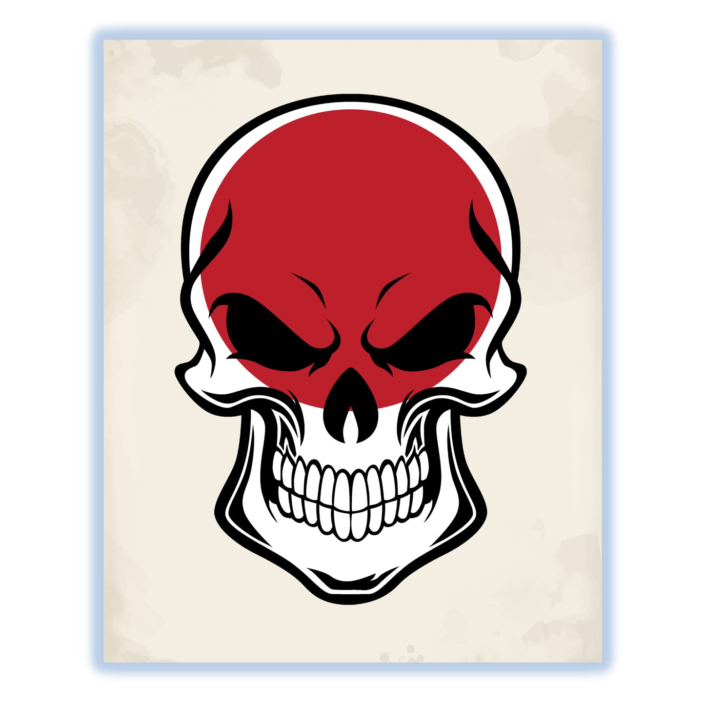 Japanese Flag Japan Skull Cool 8"x10" Wall Art Print