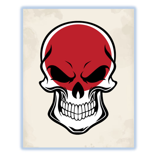 Japanese Flag Japan Skull Cool 8"x10" Wall Art Print