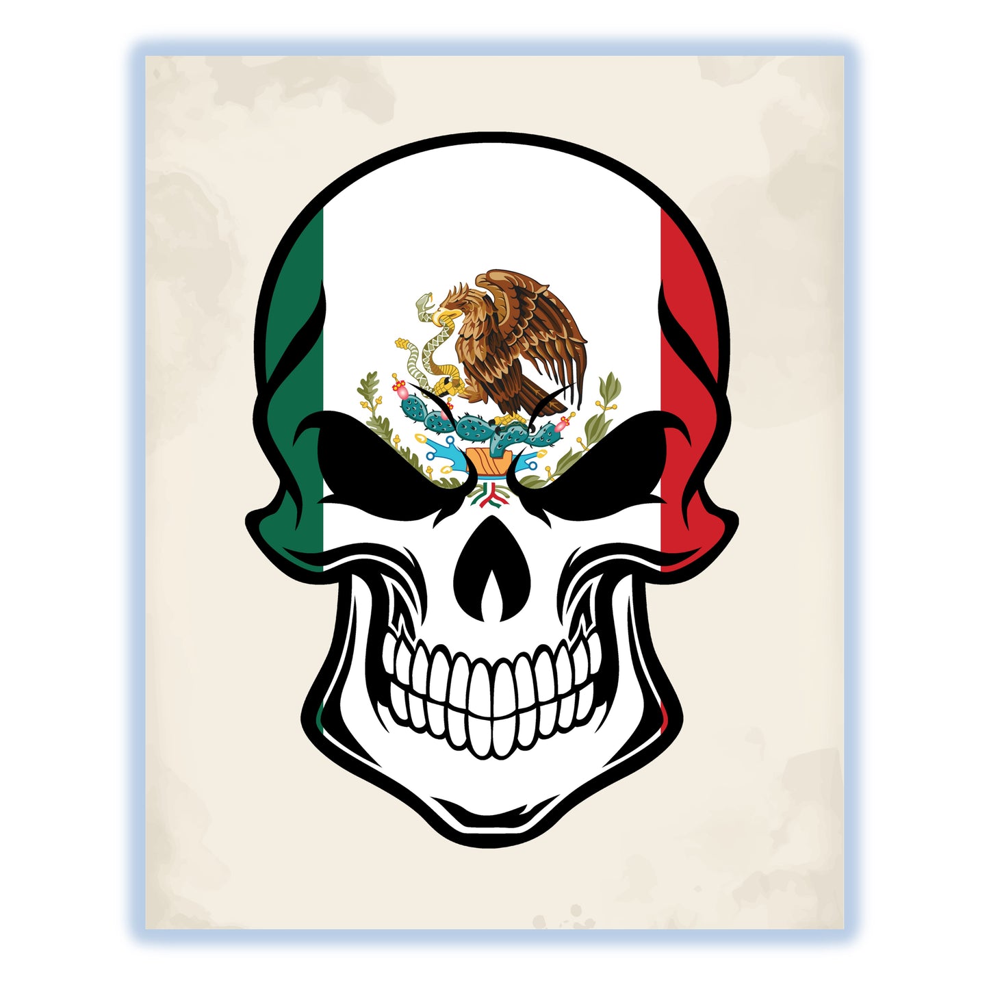 Mexican Flag Mexico Skull Cool 8"x10" Wall Art Print