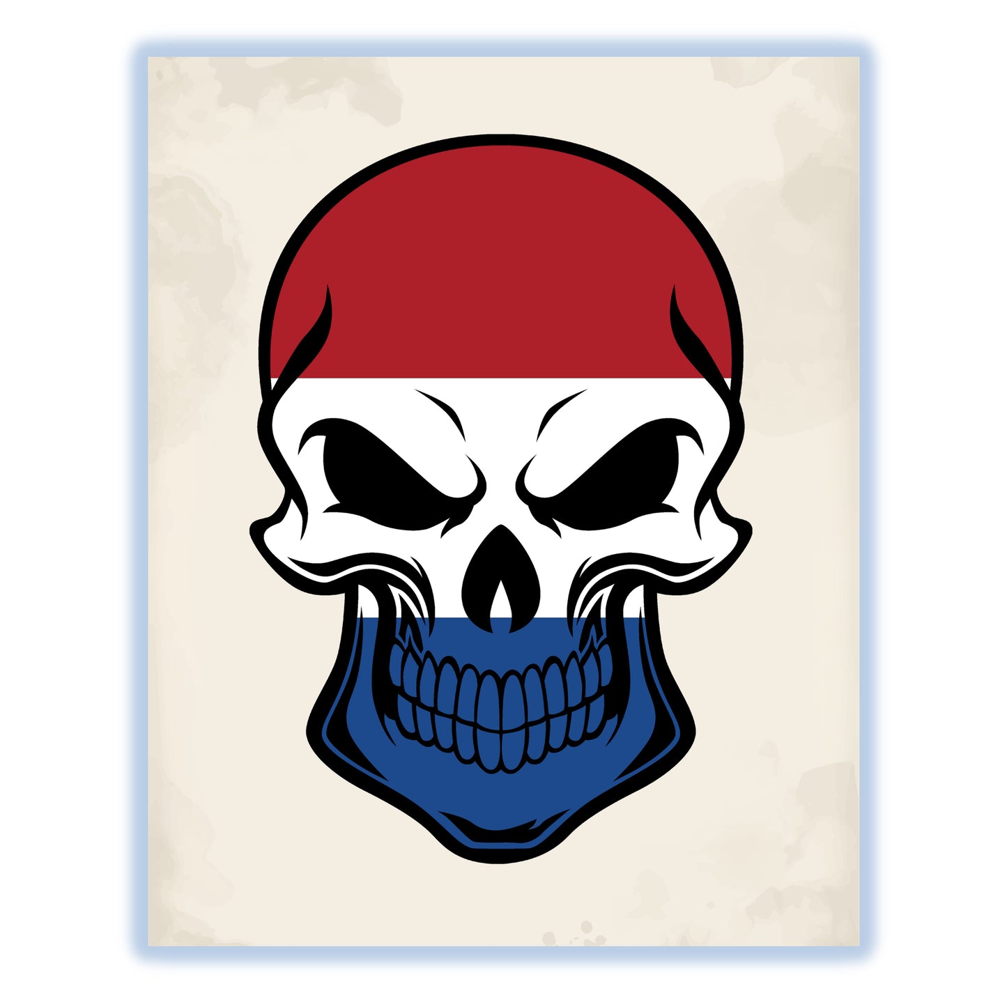 Dutch Flag Netherlands Skull Cool 8"x10" Wall Art Print