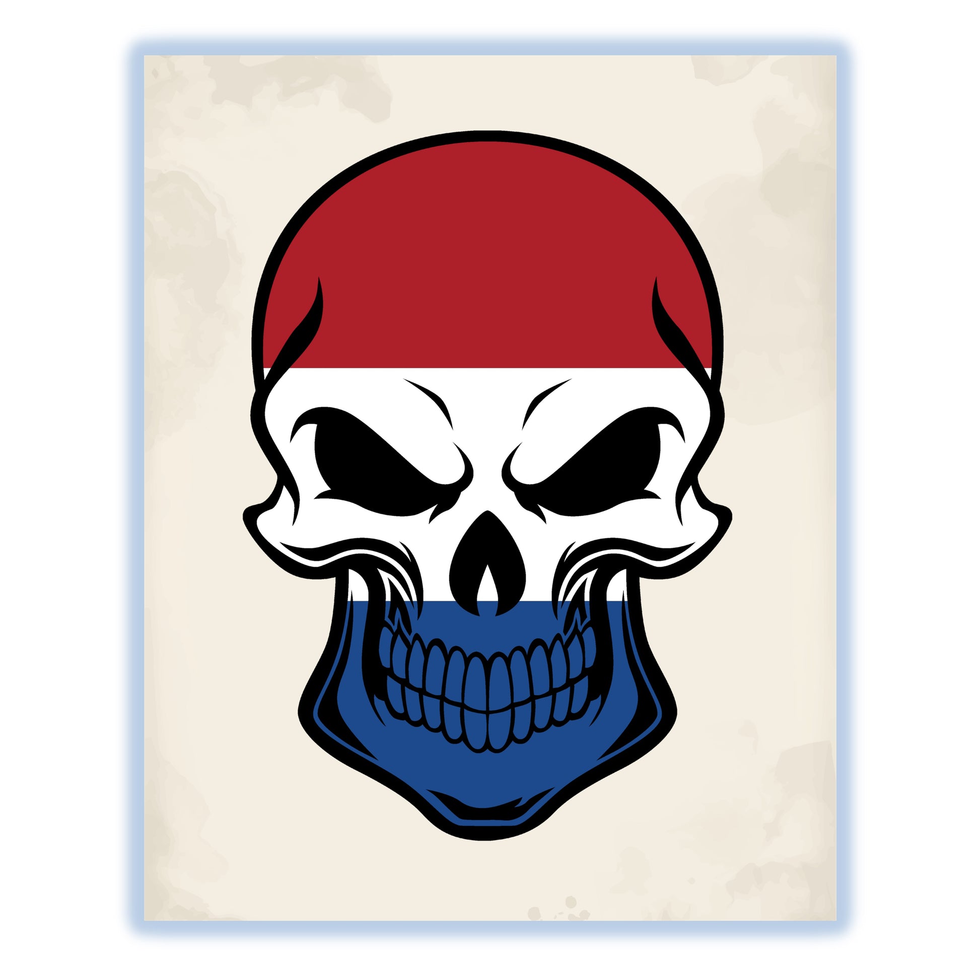 Dutch Flag Netherlands Skull Cool 8"x10" Wall Art Print
