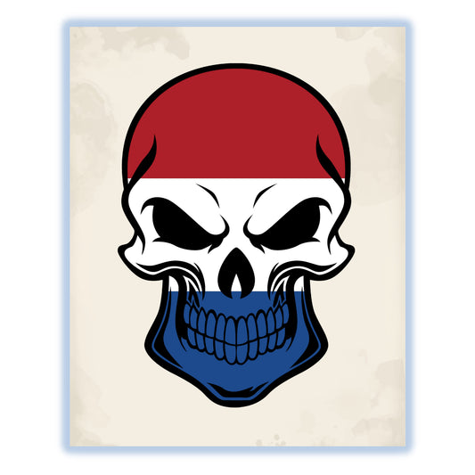 Dutch Flag Netherlands Skull Cool 8"x10" Wall Art Print