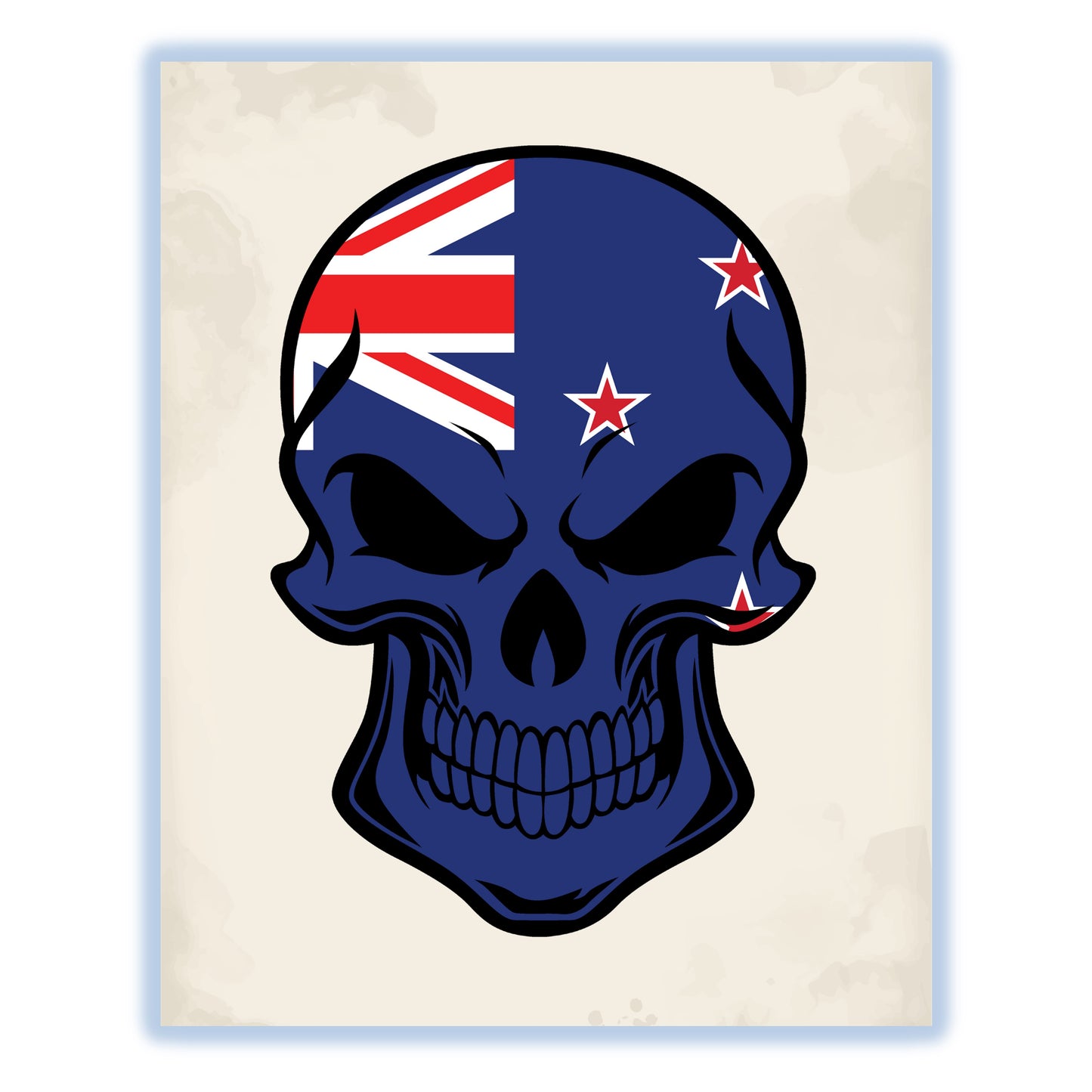 Kiwi Flag New Zealand Skull Cool 8"x10" Wall Art Print