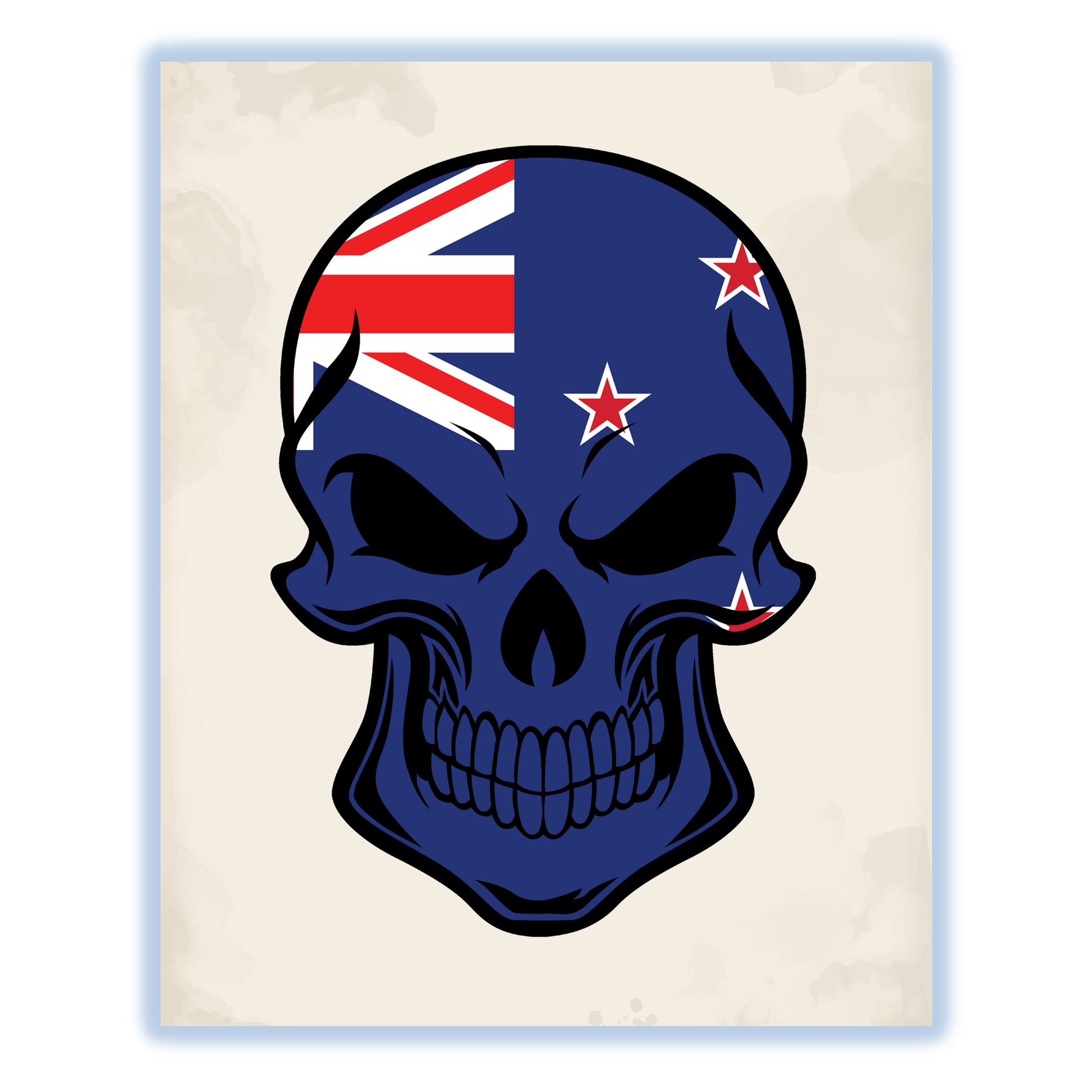 Kiwi Flag New Zealand Skull Cool 8"x10" Wall Art Print