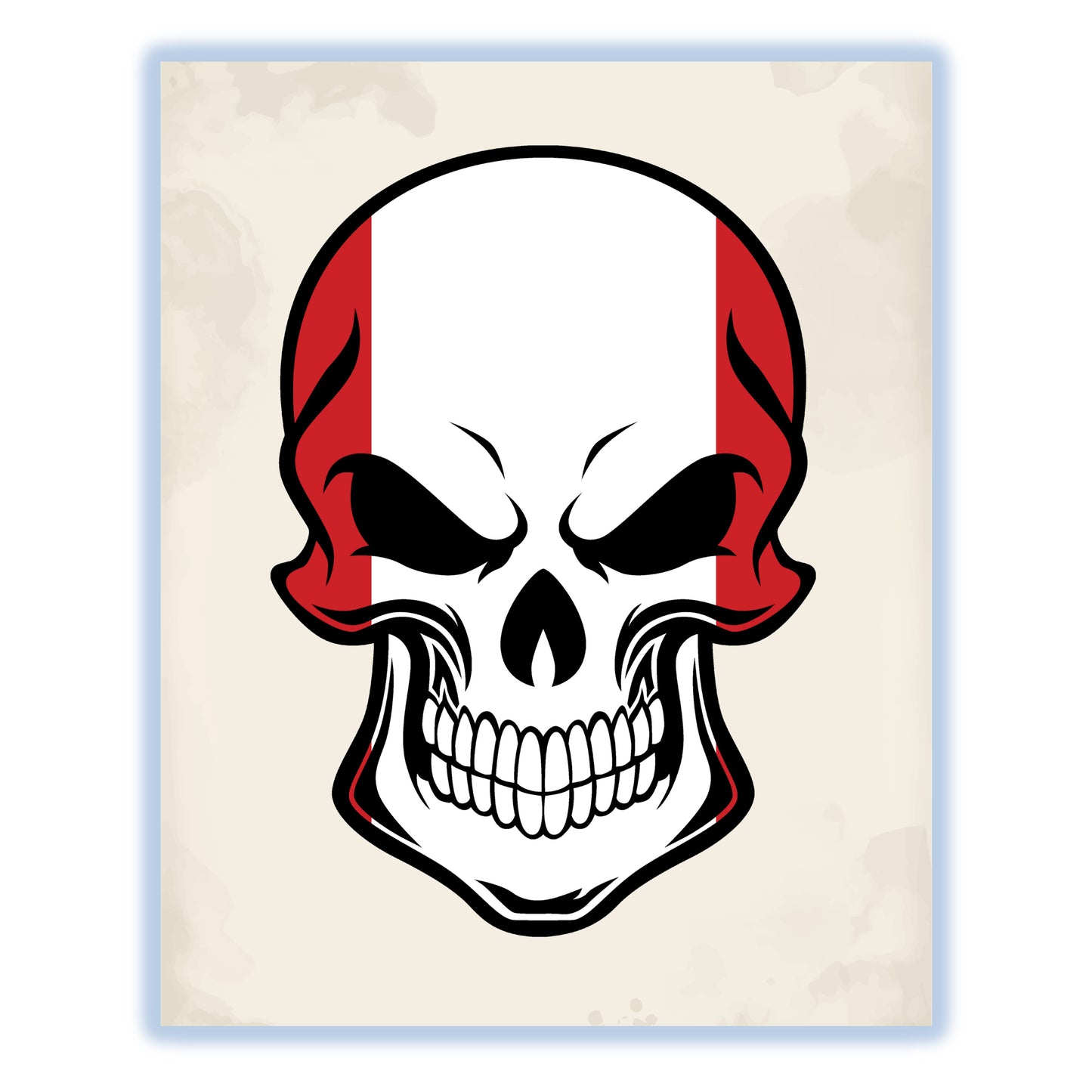 Peruvian Flag Peru Skull Cool 8"x10" Wall Art Print