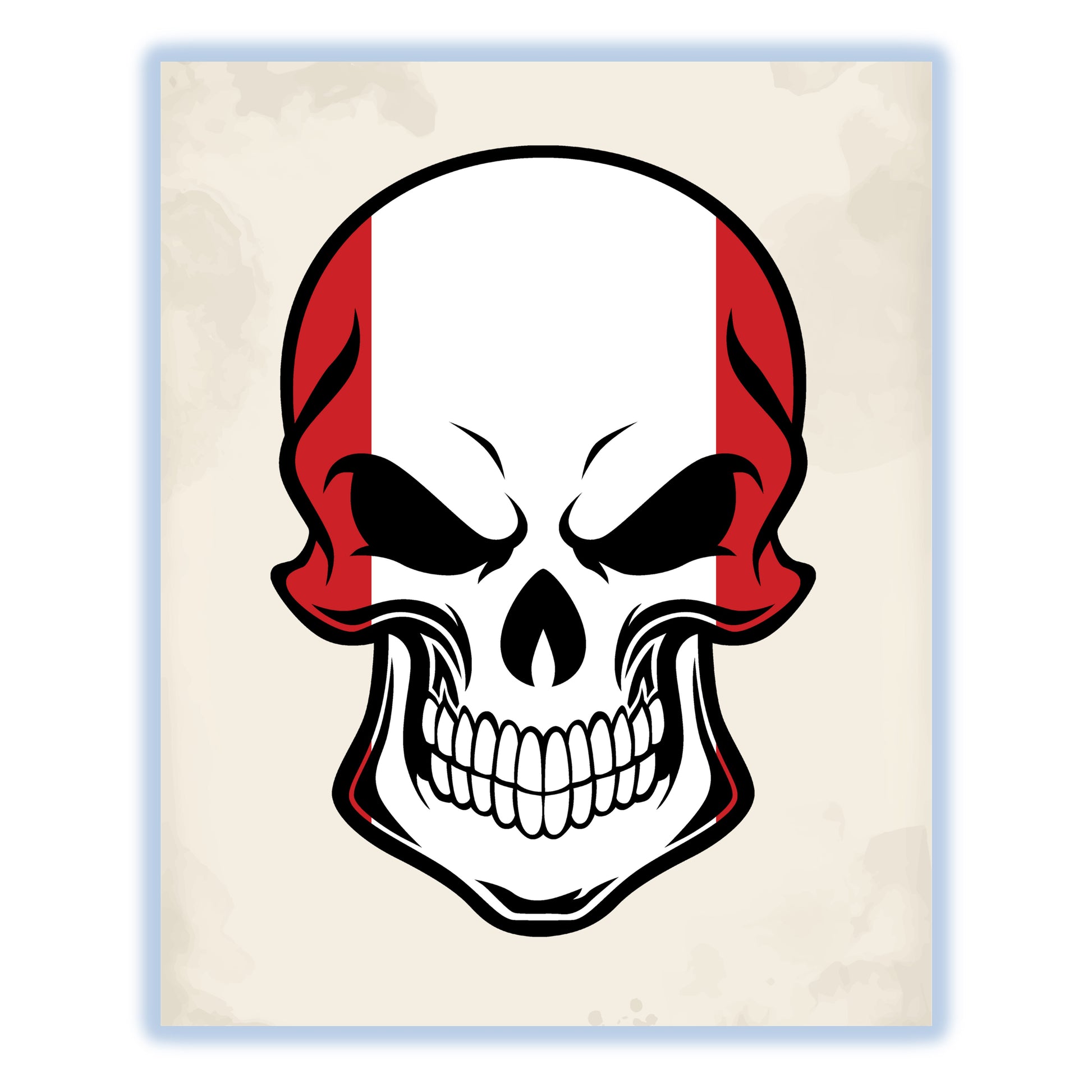 Peruvian Flag Peru Skull Cool 8"x10" Wall Art Print