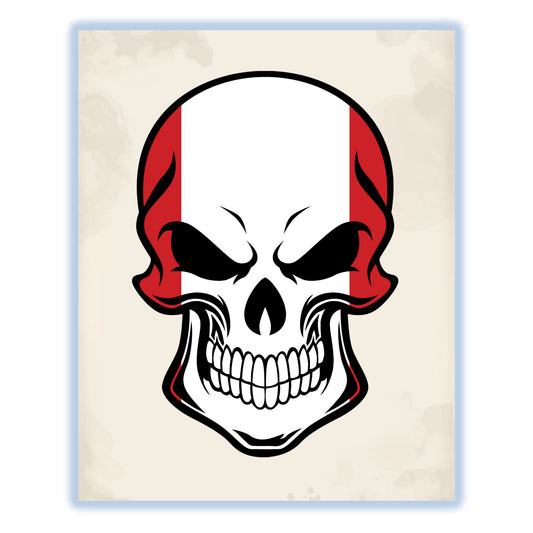 Peruvian Flag Peru Skull Cool 8"x10" Wall Art Print