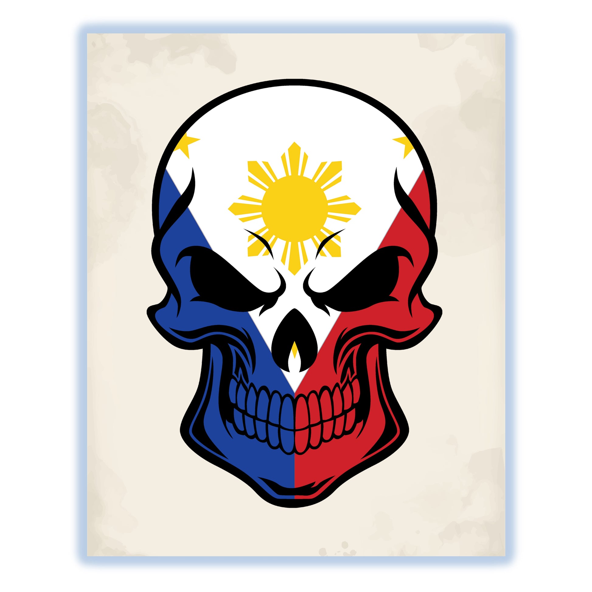 Filipino Flag Philippines Skull Cool 8"x10" Wall Art Print