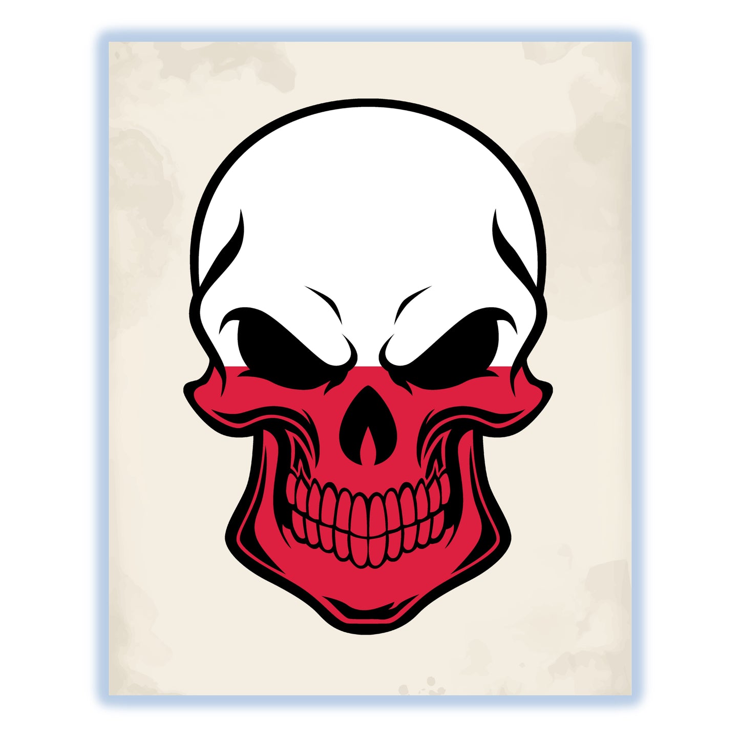 Polish Flag Poland Skull Cool 8"x10" Wall Art Print
