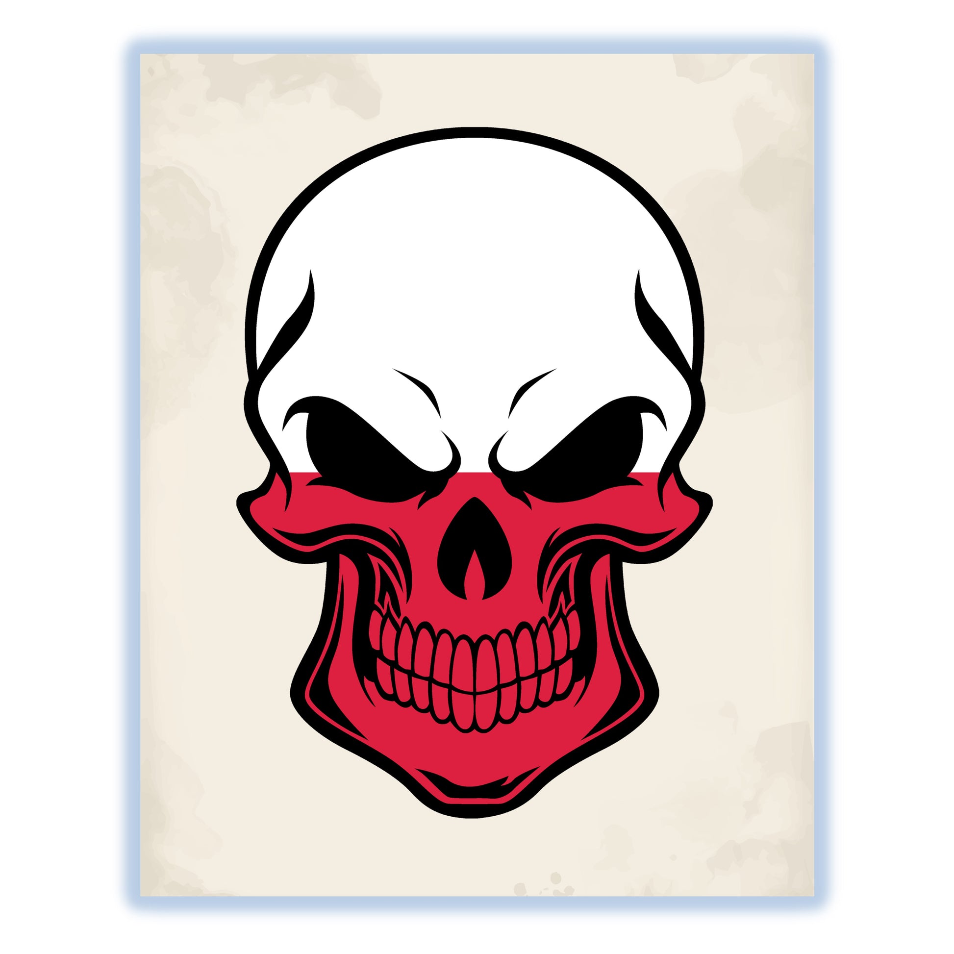 Polish Flag Poland Skull Cool 8"x10" Wall Art Print