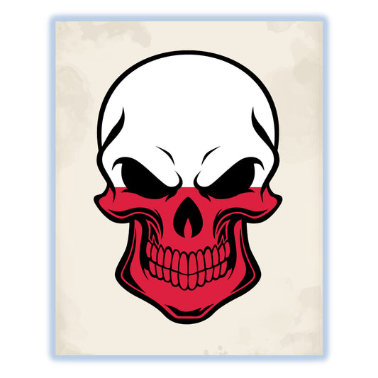 Polish Flag Poland Skull Cool 8"x10" Wall Art Print
