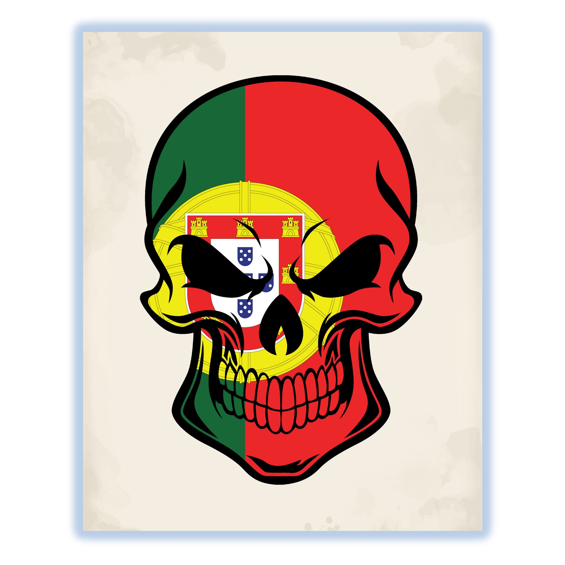 Portuguese Flag Portugal Skull Cool 8"x10" Wall Art Print