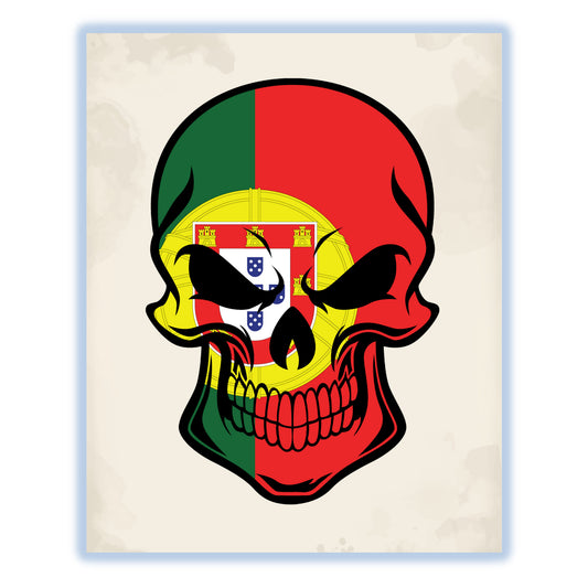 Portuguese Flag Portugal Skull Cool 8"x10" Wall Art Print