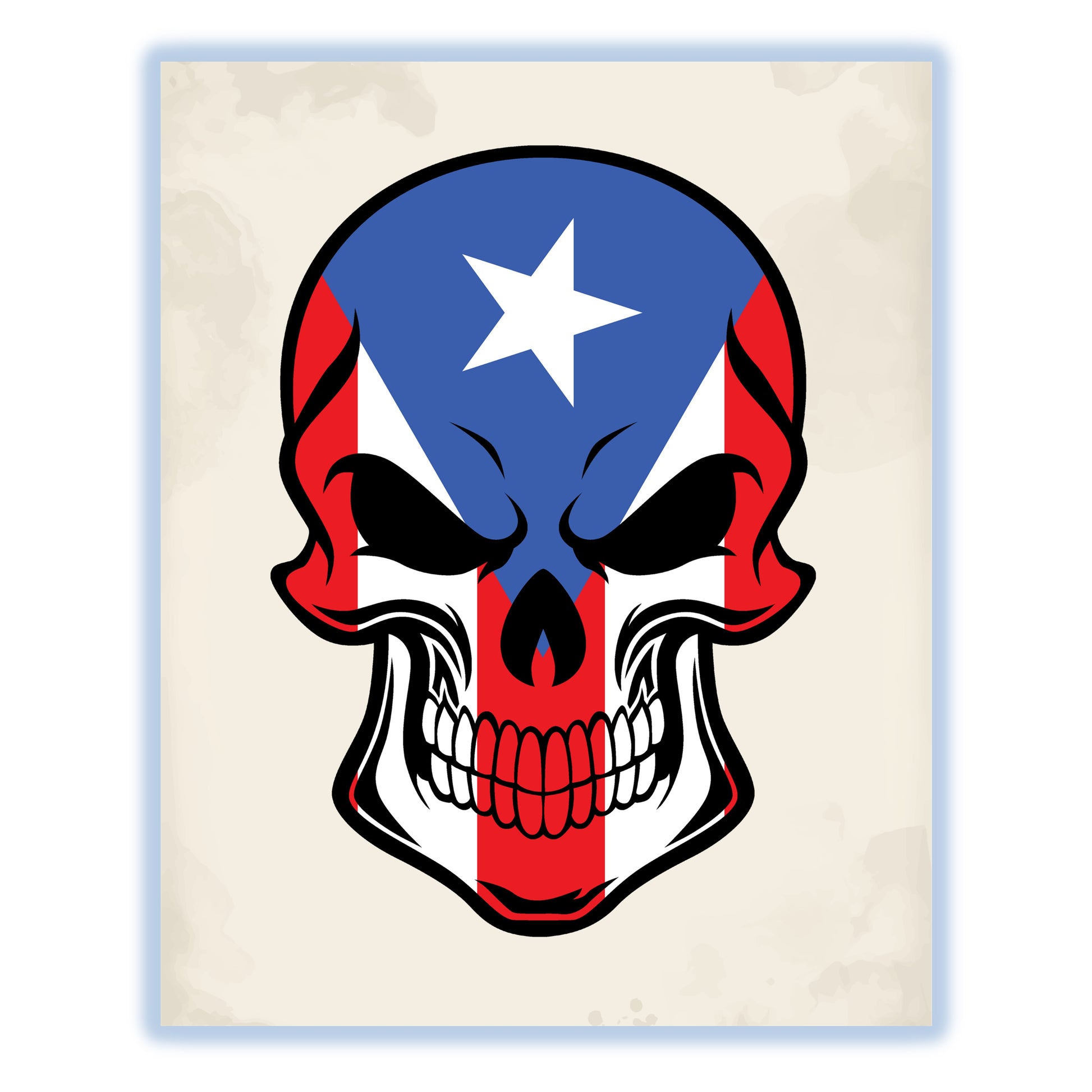 Puerto Rican Flag Puerto Rico Skull Cool 8"x10" Wall Art Print