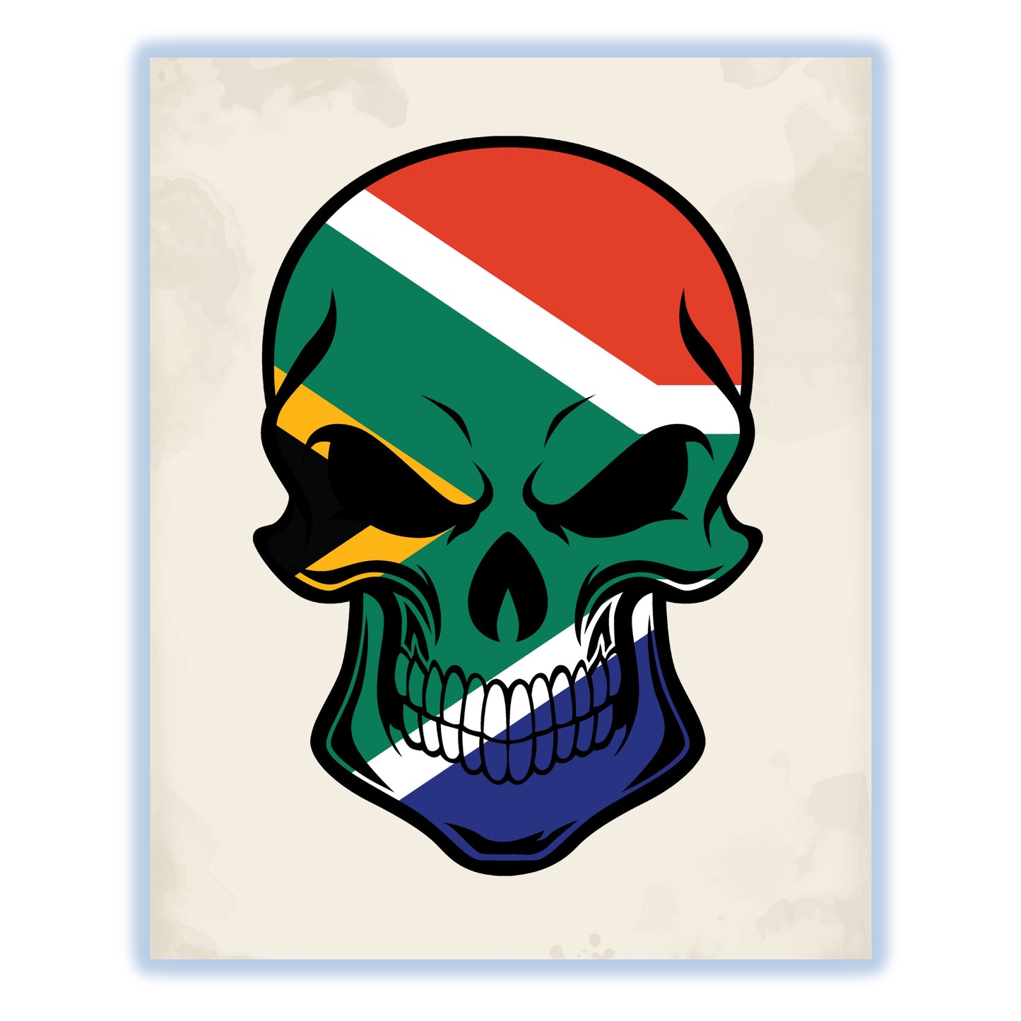 South African Flag South Africa Skull Cool 8"x10" Wall Art Print