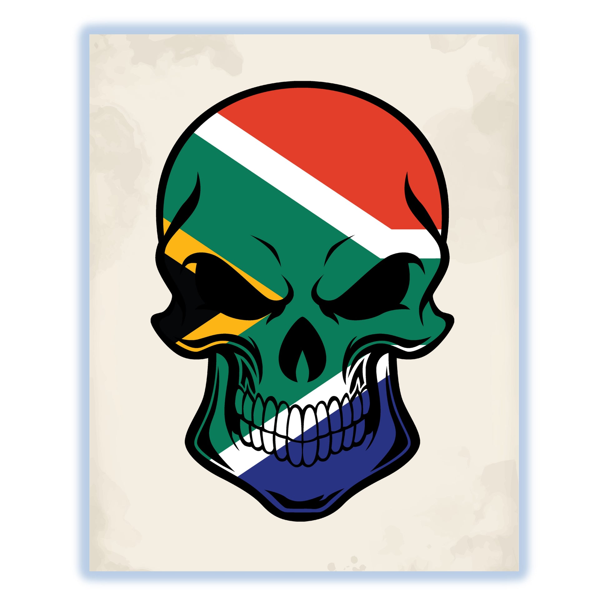 South African Flag South Africa Skull Cool 8"x10" Wall Art Print