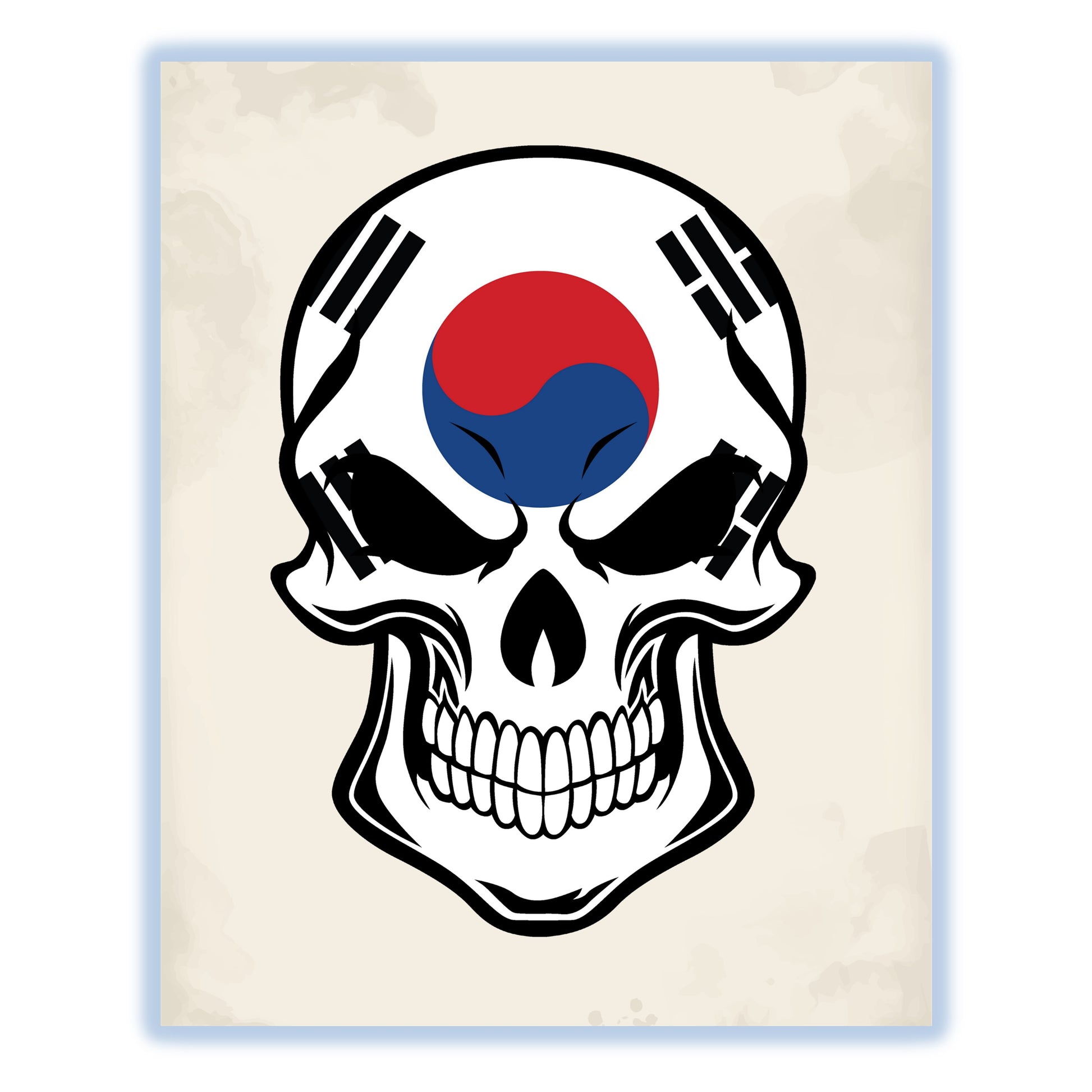 Korean Flag South Korea Skull Cool 8"x10" Wall Art Print