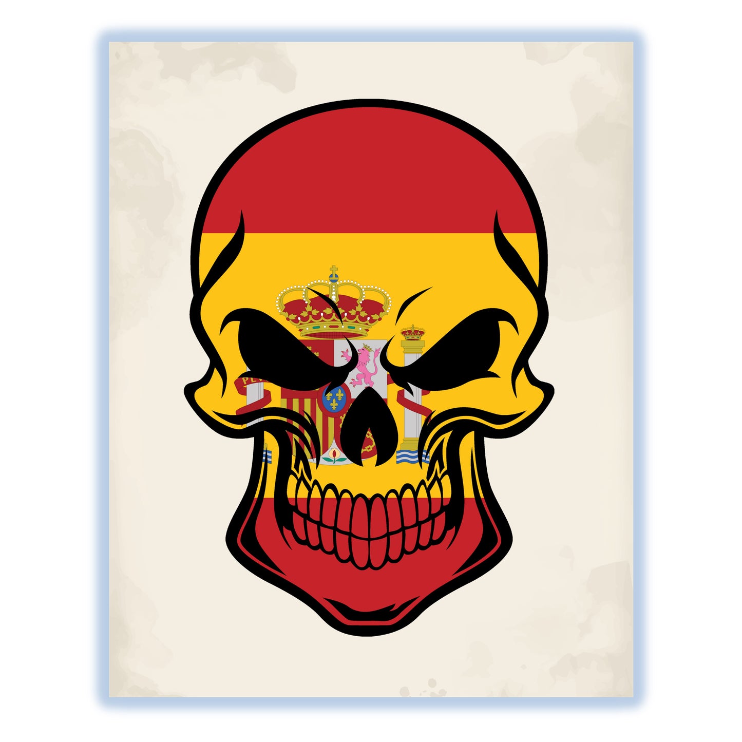 Spanish Flag Spain Skull Cool 8"x10" Wall Art Print