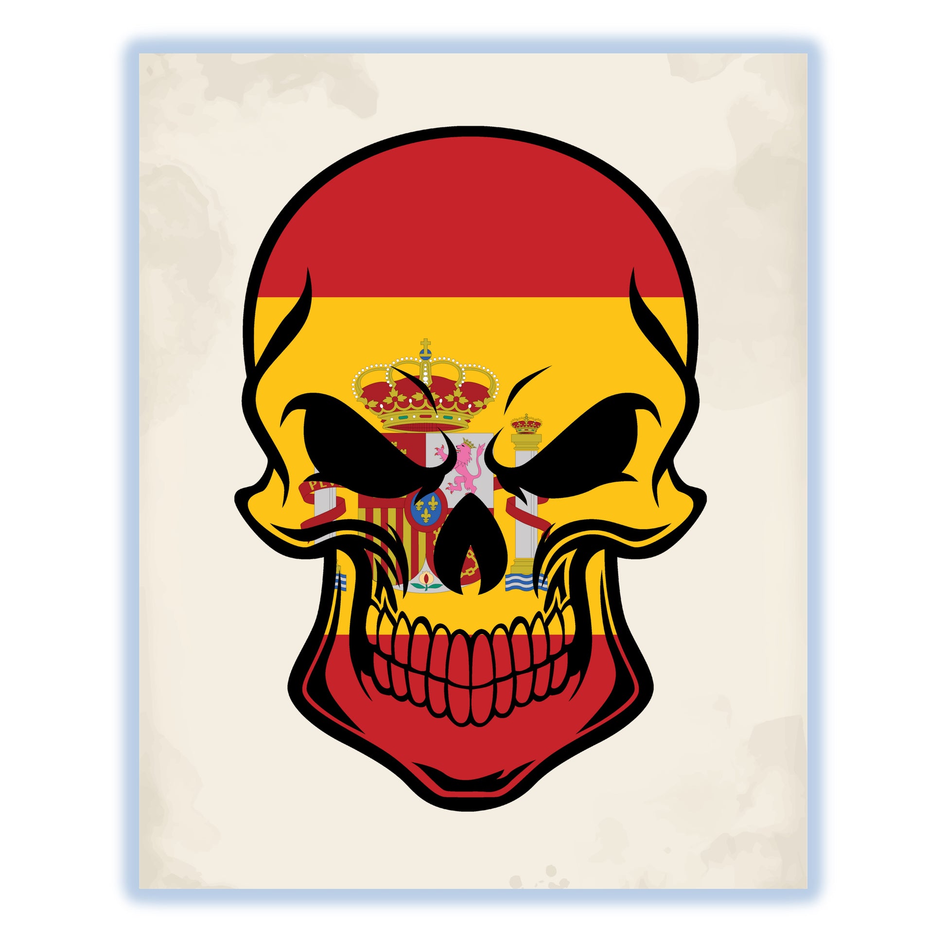 Spanish Flag Spain Skull Cool 8"x10" Wall Art Print