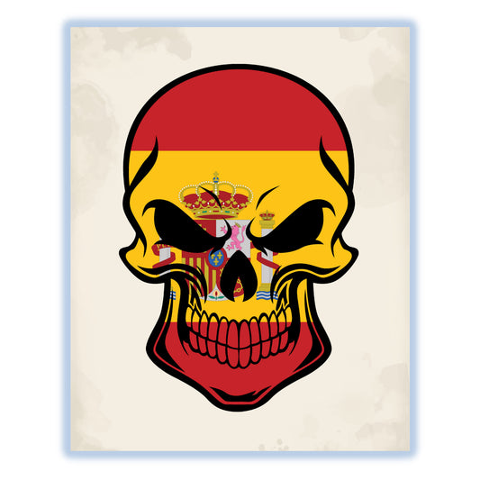Spanish Flag Spain Skull Cool 8"x10" Wall Art Print