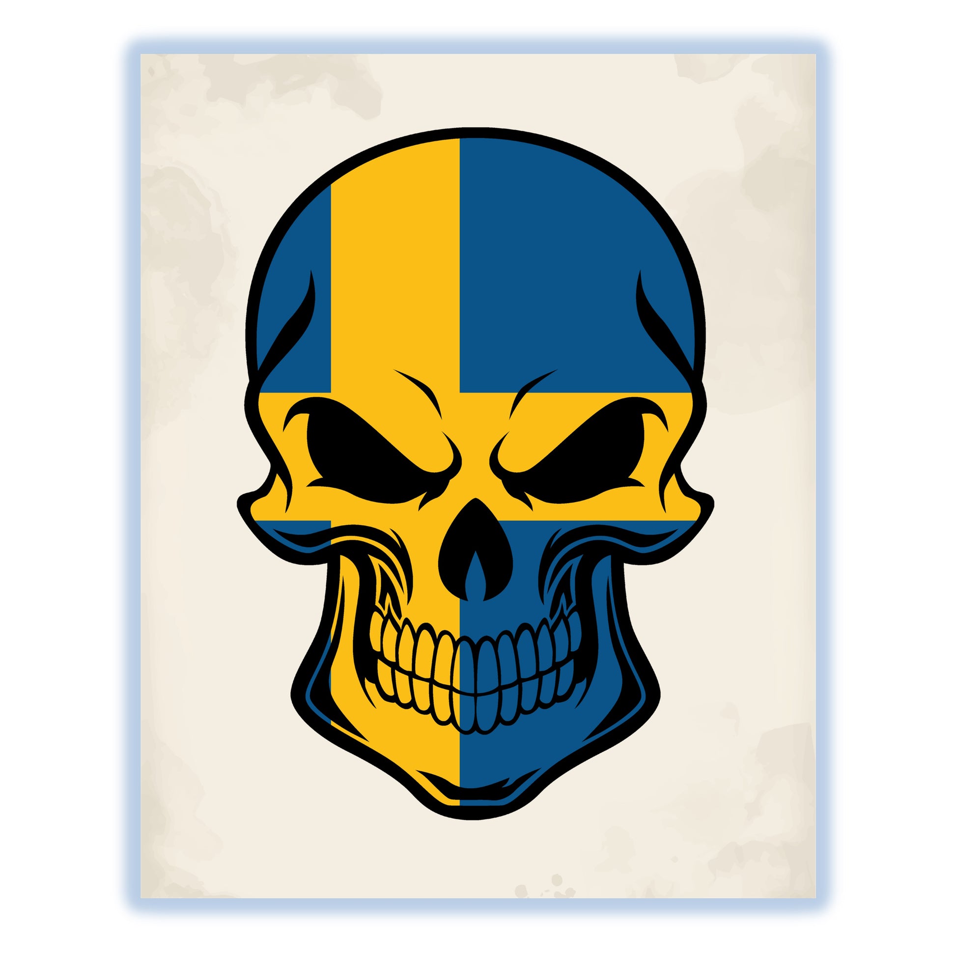 Swedish Flag Sweden Skull Cool 8"x10" Wall Art Print