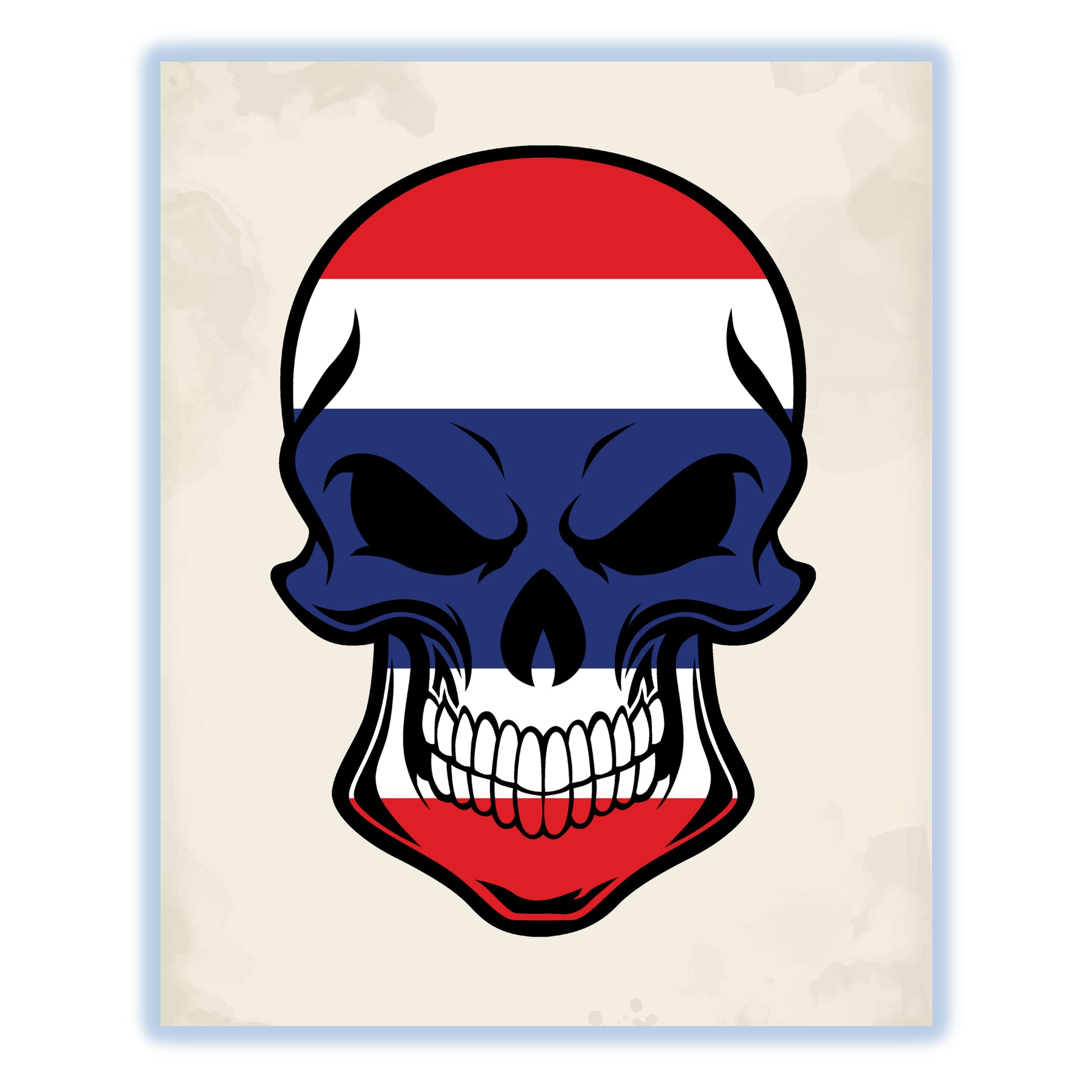 Thai Flag Thailand Skull Cool 8"x10" Wall Art Print