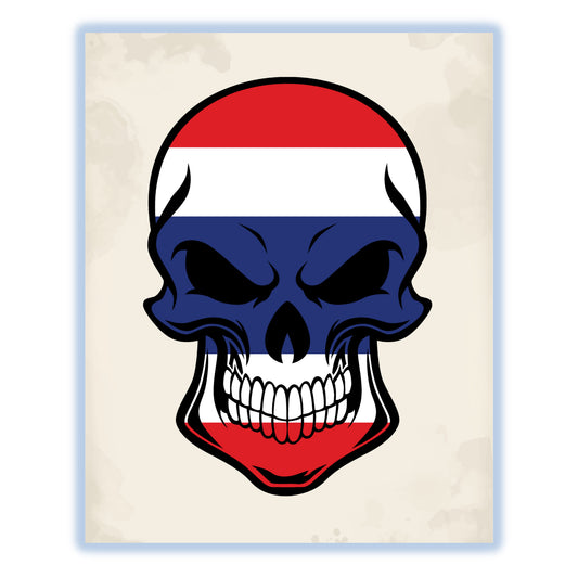 Thai Flag Thailand Skull Cool 8"x10" Wall Art Print
