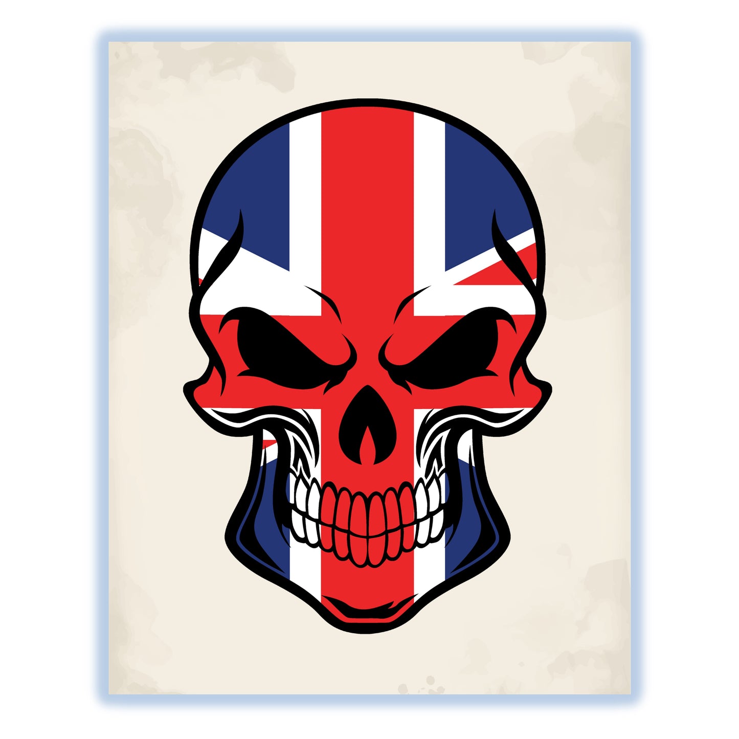 British Flag Britain Skull Cool 8"x10" Wall Art Print