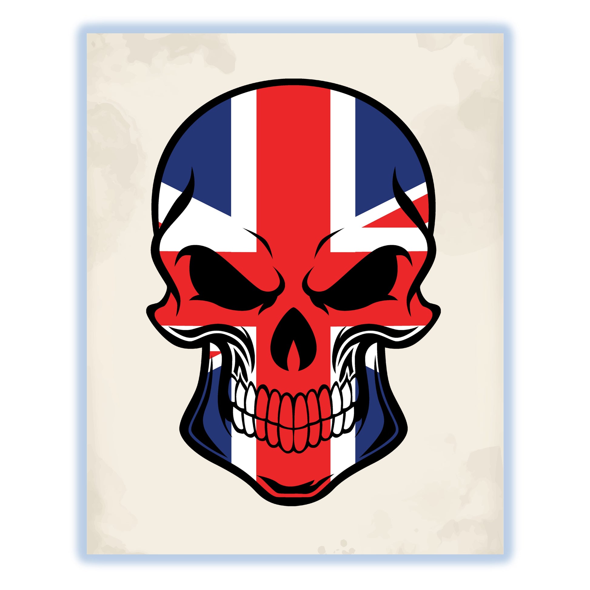 British Flag Britain Skull Cool 8"x10" Wall Art Print