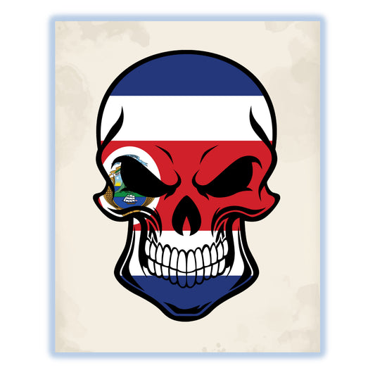 Costa Rican Flag Costa Rica Skull Cool 8"x10" Wall Art Print