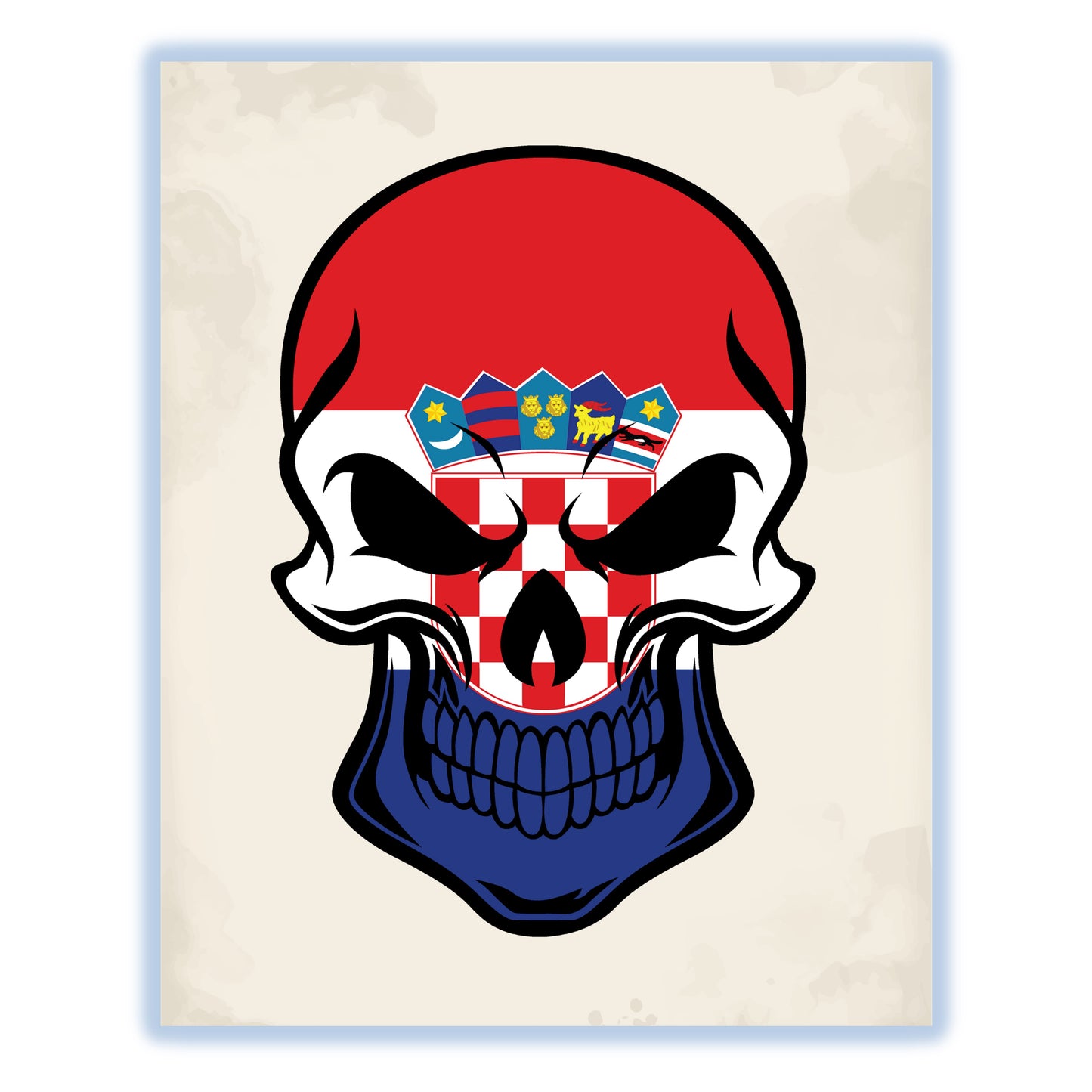 Croatian Flag Croatia Skull Cool 8"x10" Wall Art Print