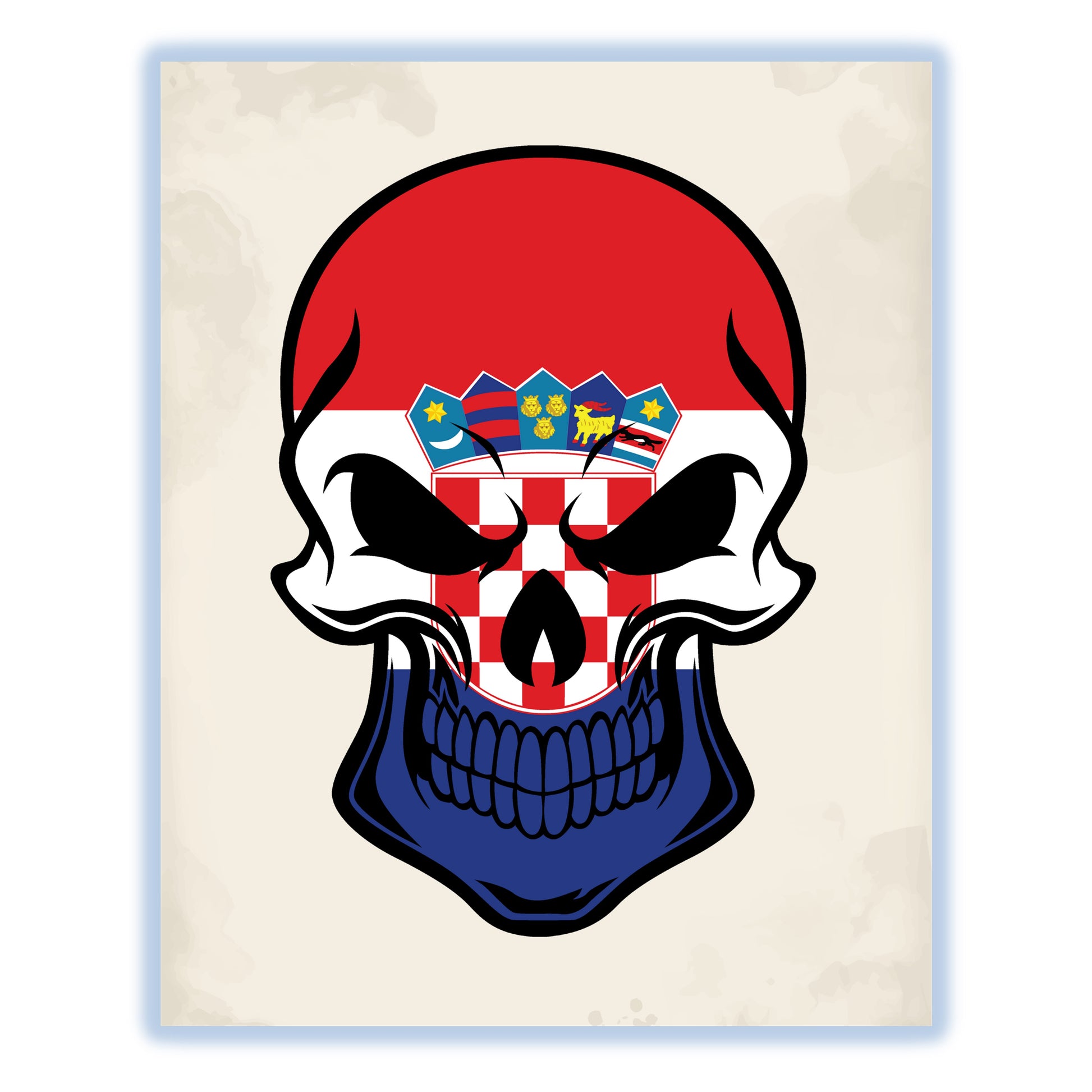 Croatian Flag Croatia Skull Cool 8"x10" Wall Art Print
