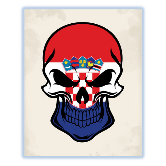 Croatian Flag Croatia Skull Cool 8"x10" Wall Art Print