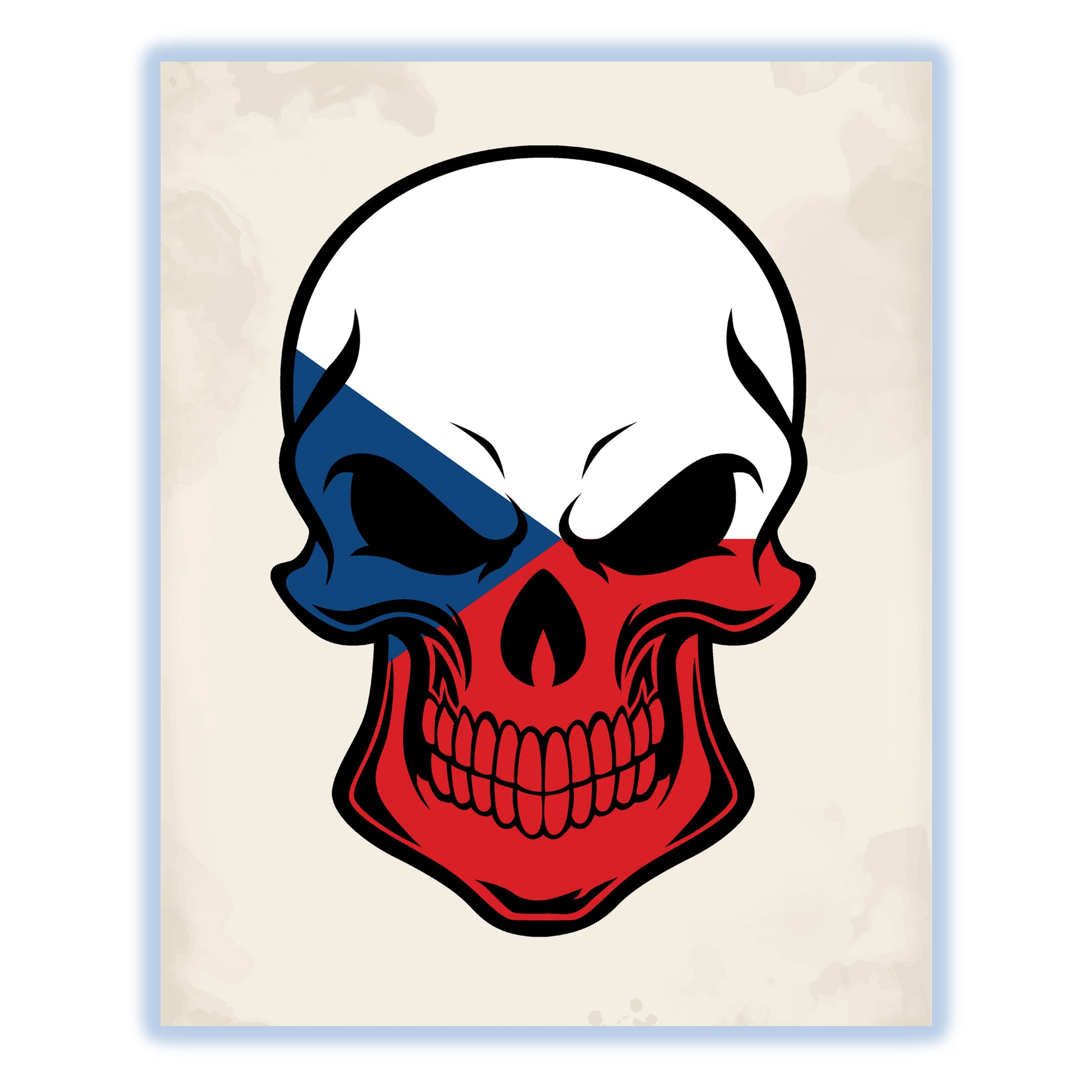 Czech Flag Czech Republic Skull Cool 8"x10" Wall Art Print