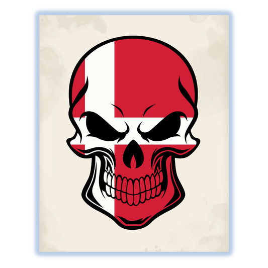 Danish Flag Denmark Skull Cool 8"x10" Wall Art Print