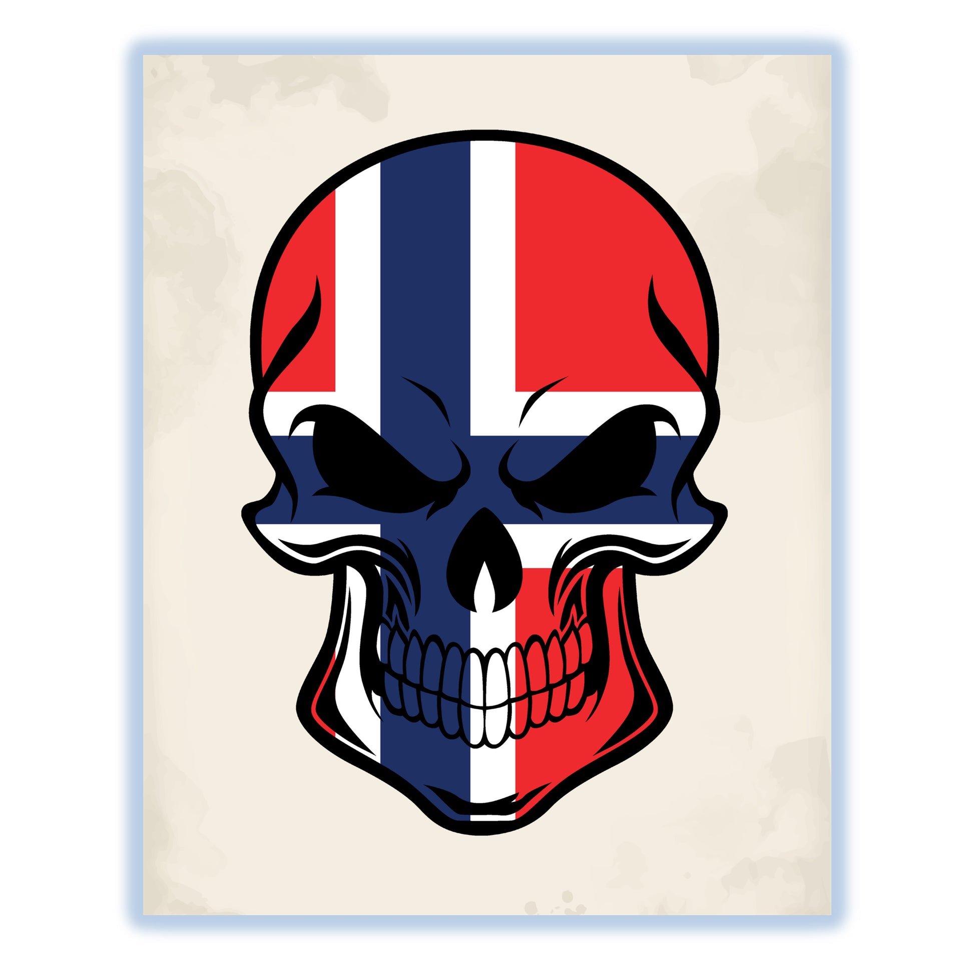Norwegian Flag Norway Skull Cool 8"x10" Wall Art Print