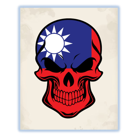 Taiwanese Flag Taiwan Skull Cool 8"x10" Wall Art Print