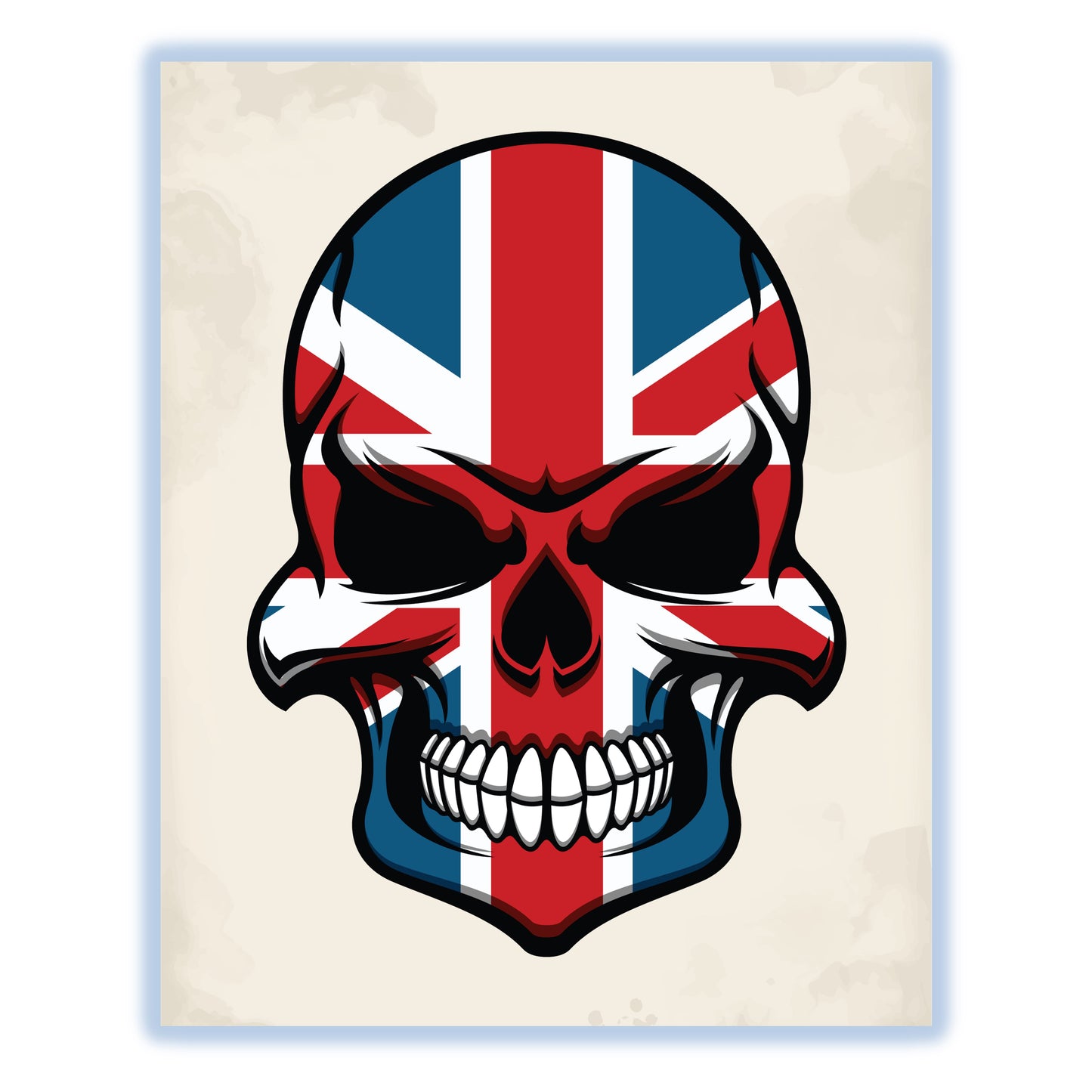 British Flag Skull Cool United Kingdom Skull 8"x10" Wall Art Print