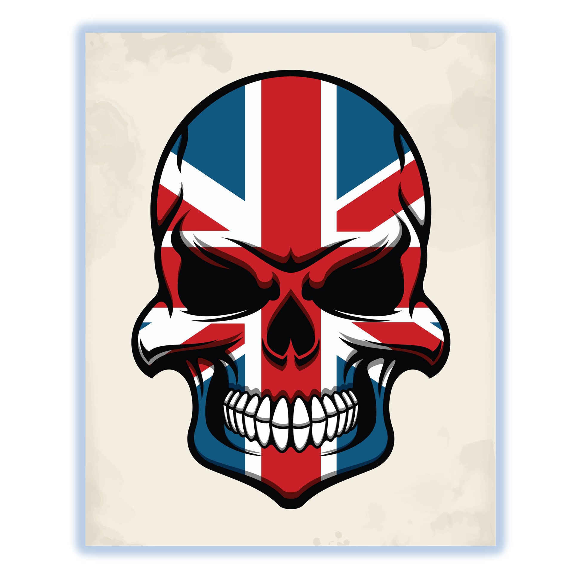 British Flag Skull Cool United Kingdom Skull 8"x10" Wall Art Print