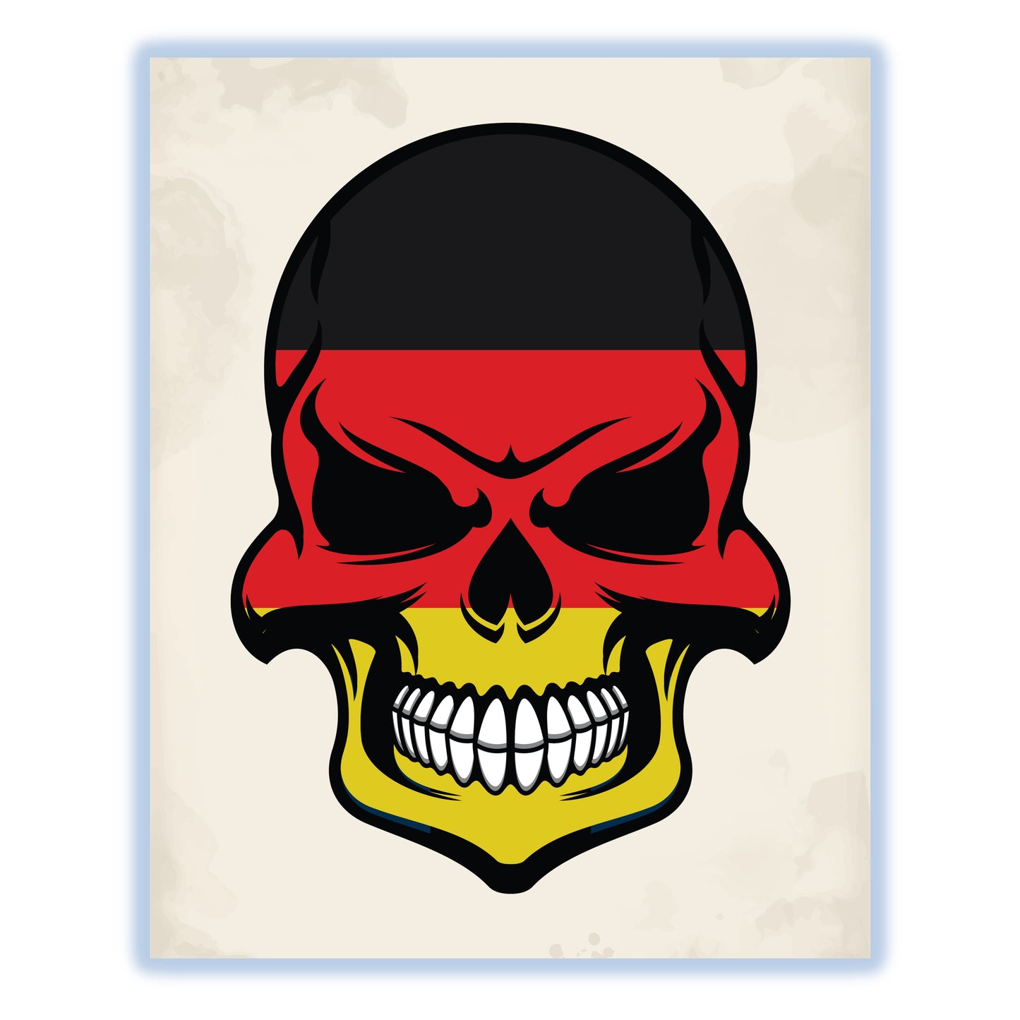 German Flag Skull Cool Germany Skull 8"x10" Wall Art Print