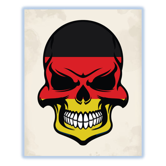 German Flag Skull Cool Germany Skull 8"x10" Wall Art Print
