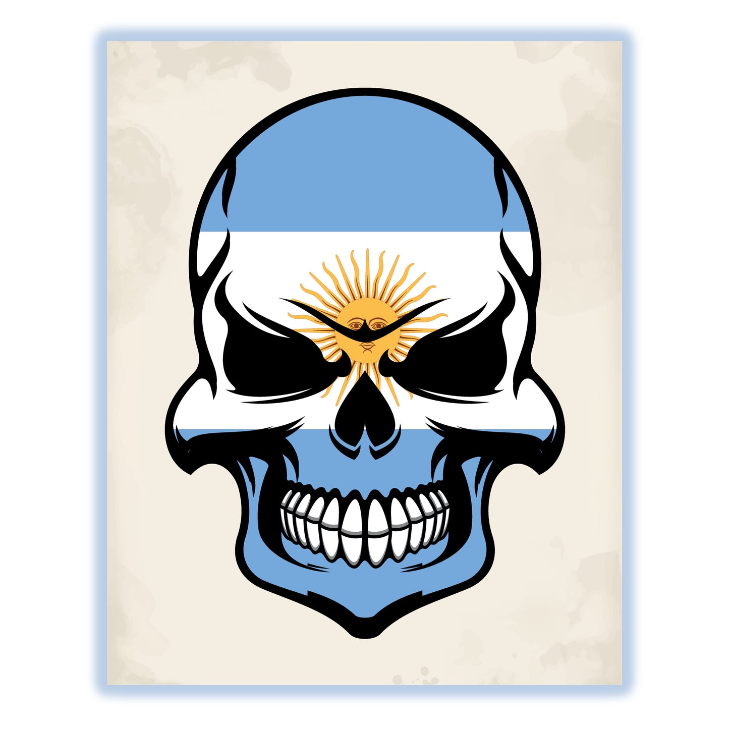 Argentinian Flag Skull Cool Argentina Skull 8"x10" Wall Art Print