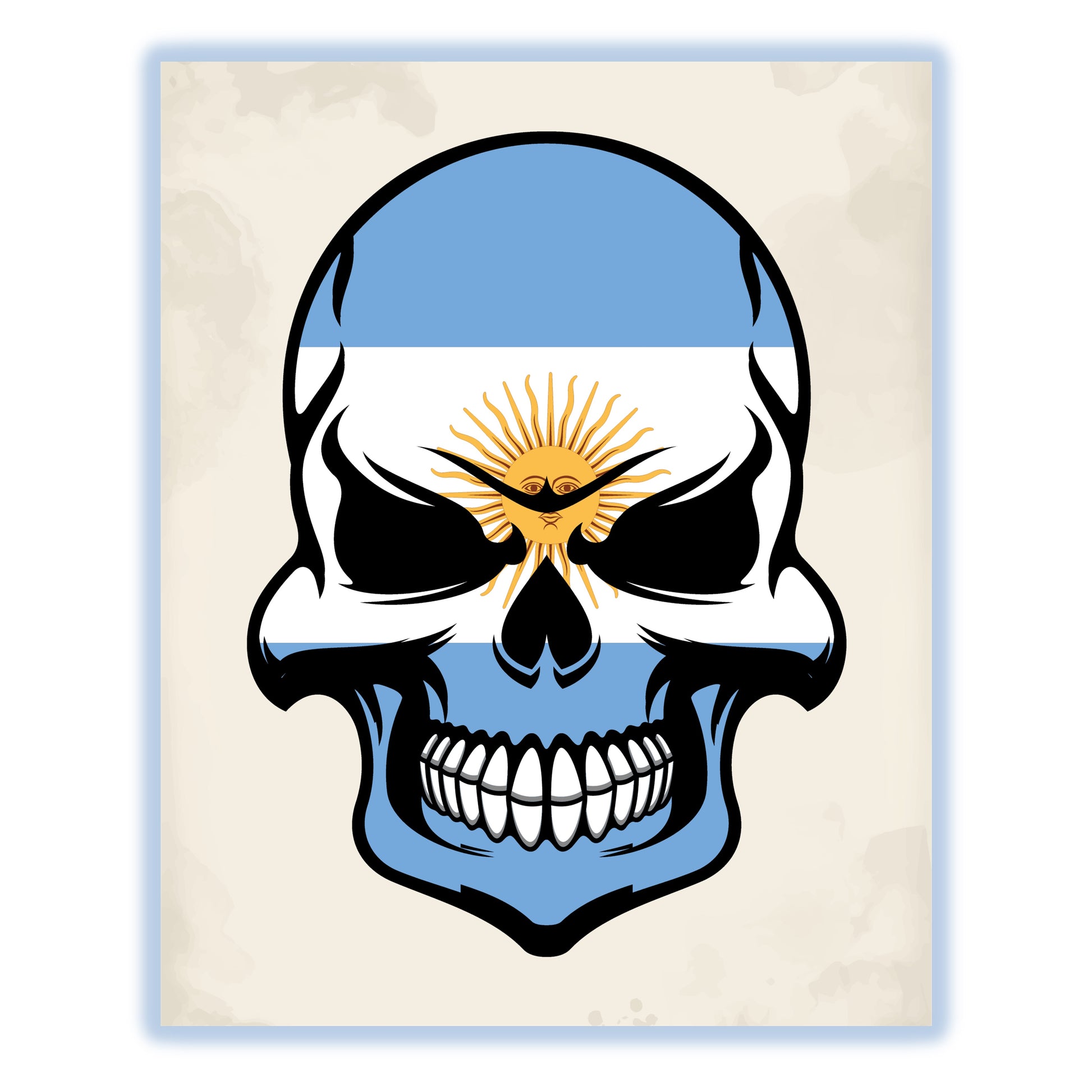 Argentinian Flag Skull Cool Argentina Skull 8"x10" Wall Art Print